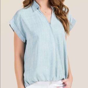 Light blue collared cross top NWOT